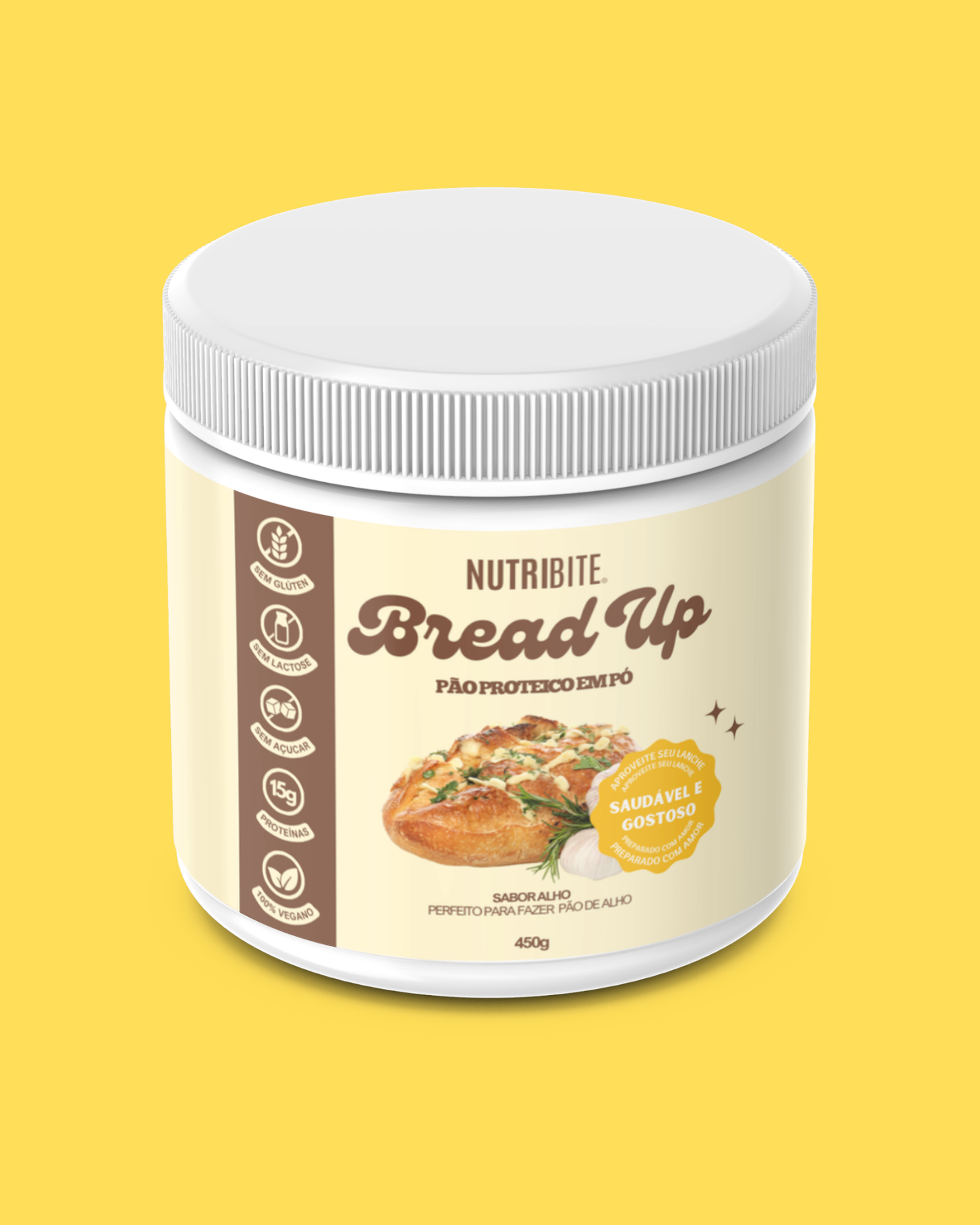 Pão proteico em pó - Sabor alho